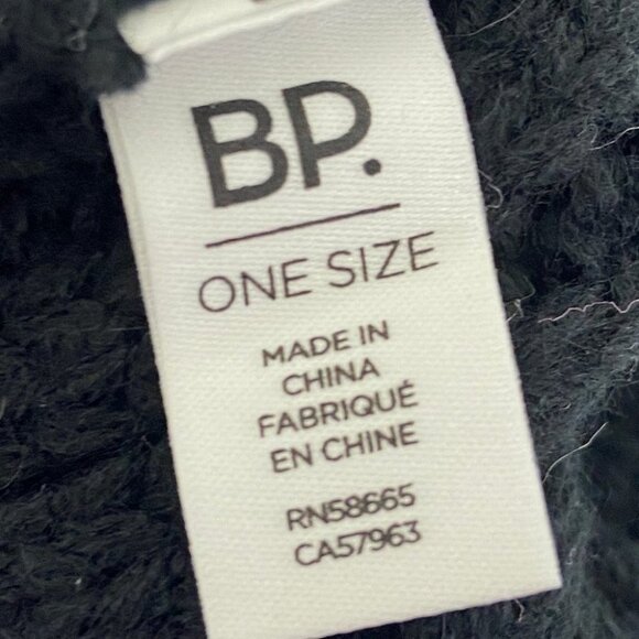 NEW Nordstrom BP Black Pom Pom Toque Beanie Hat Ribbed Knit One Size Womens NWOT - Picture 2 of 2